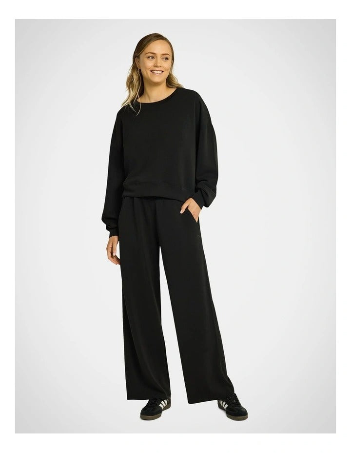 Rockwear Travel Hip Length Crew Jumper in Black, view 5