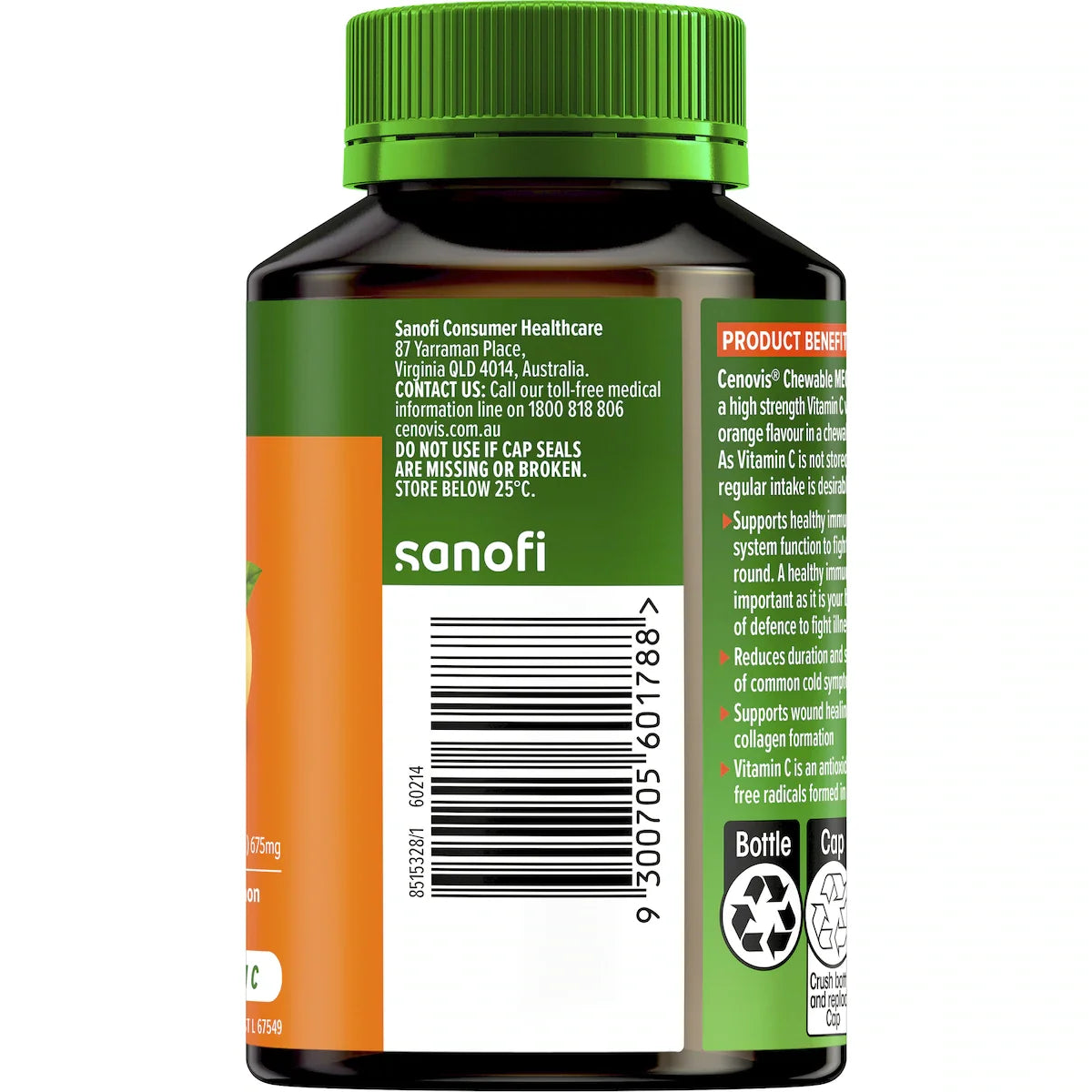 Cenovis Mega Vitamin C 1000mg Chewable Tablets 60 pack – immune support supplement for daily health and wellness
