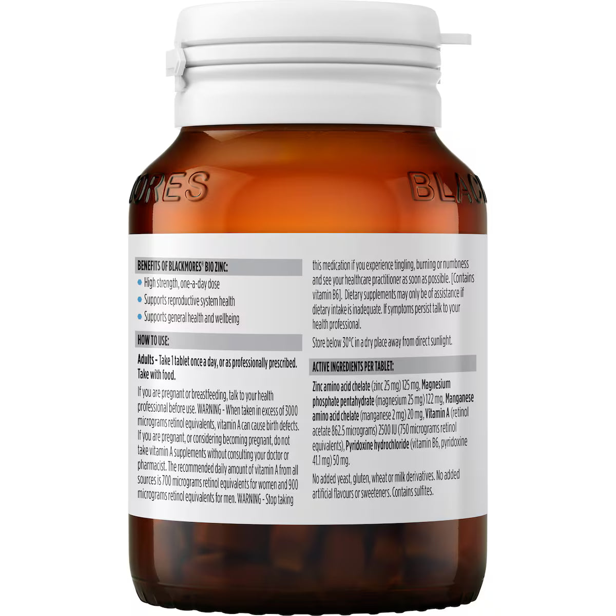 Blackmores Bio Zinc Tablets 168 Pack - Supports immune health, skin repair, and overall wellbeing with high-quality zinc formula.