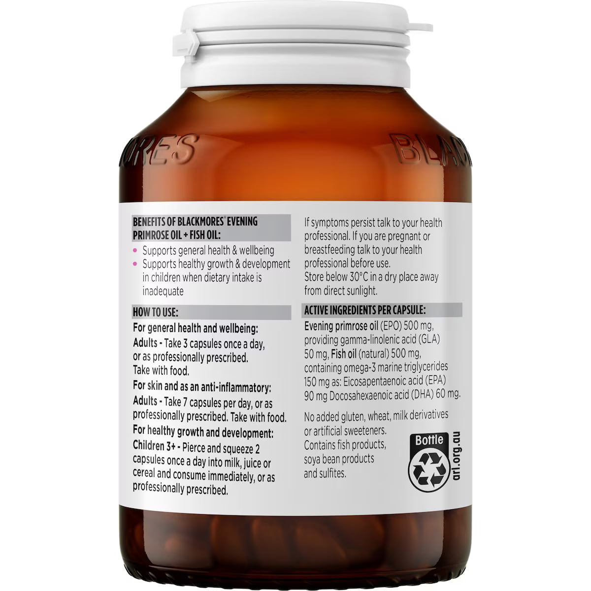 Blackmores Evening Primrose Oil + Fish Oil Capsules 100 pack, view 3