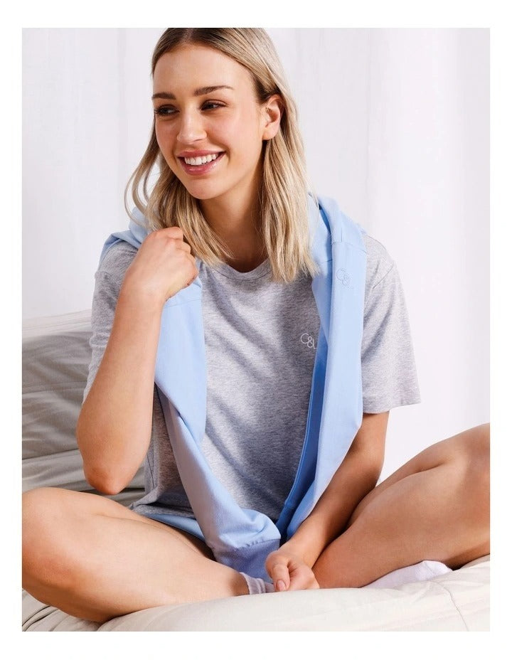 Chloe & Lola Women's Loungewear Relaxed Boxy T-Shirt in Grey Marle