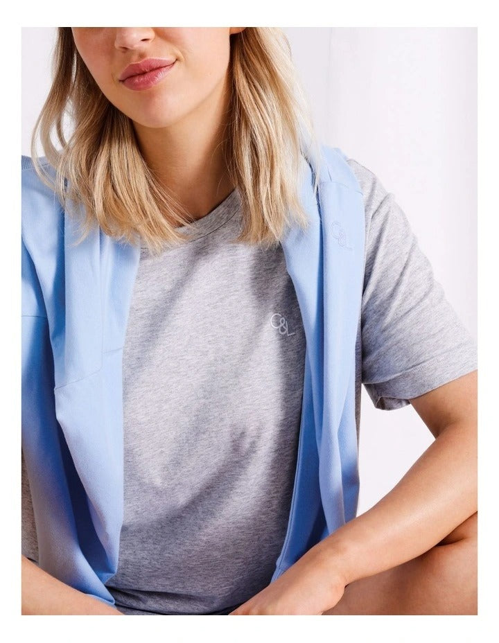 Chloe & Lola Women's Loungewear Relaxed Boxy T-Shirt in Grey Marle