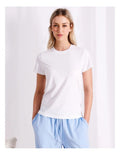 Chloe & Lola fitted tee with round neck, crafted from soft cotton-modal blend.