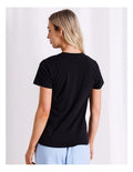 Chloe & Lola fitted tee with round neck, crafted from soft modal-cotton blend.