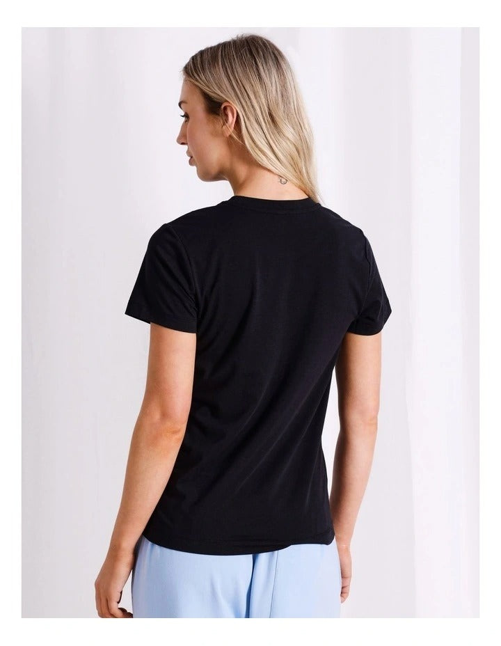 Chloe & Lola fitted tee with round neck, crafted from soft modal-cotton blend.
