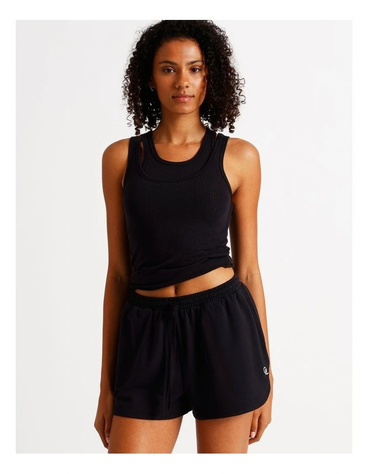 Chloe & Lola Loungewear French Terry Short in Black, view 3