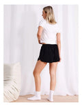 Chloe & Lola relaxed fit pants with elasticated waist, made from cotton-modal blend. Model is 177cm (5'8), size 8. Available in multiple colors, exclusive to Myer.