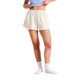 french terry short in ecru – front view