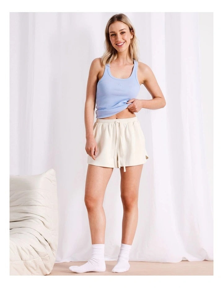 Chloe & Lola Loungewear French Terry Short in Ecru, view 5