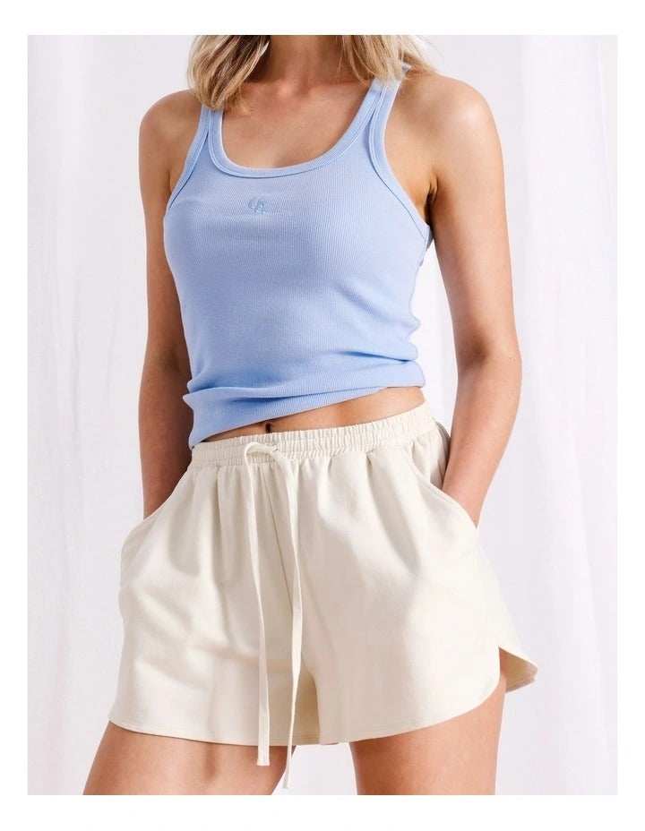 Chloe & Lola Loungewear French Terry Short in Ecru, view 3