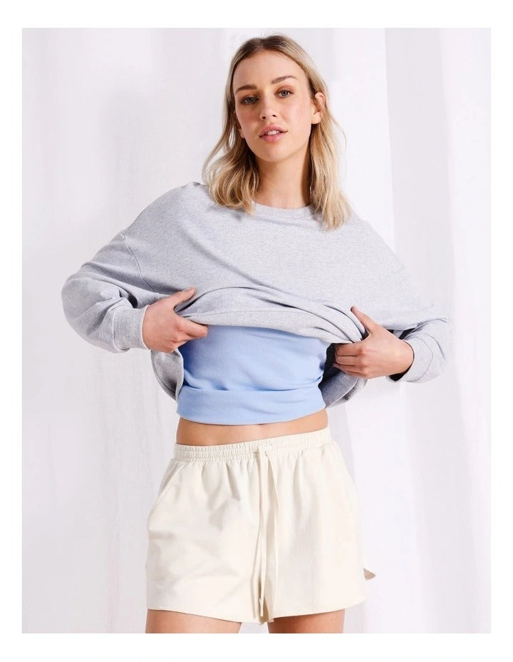 Chloe & Lola Loungewear French Terry Short in Ecru, view 6