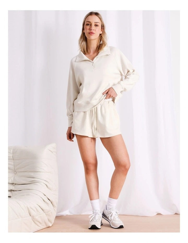 Chloe & Lola Loungewear French Terry Short in Ecru, view 7
