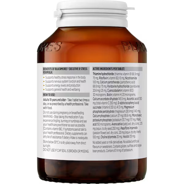 Blackmores Executive B Vitamin B Stress Support Tablets 125 pack, view 3