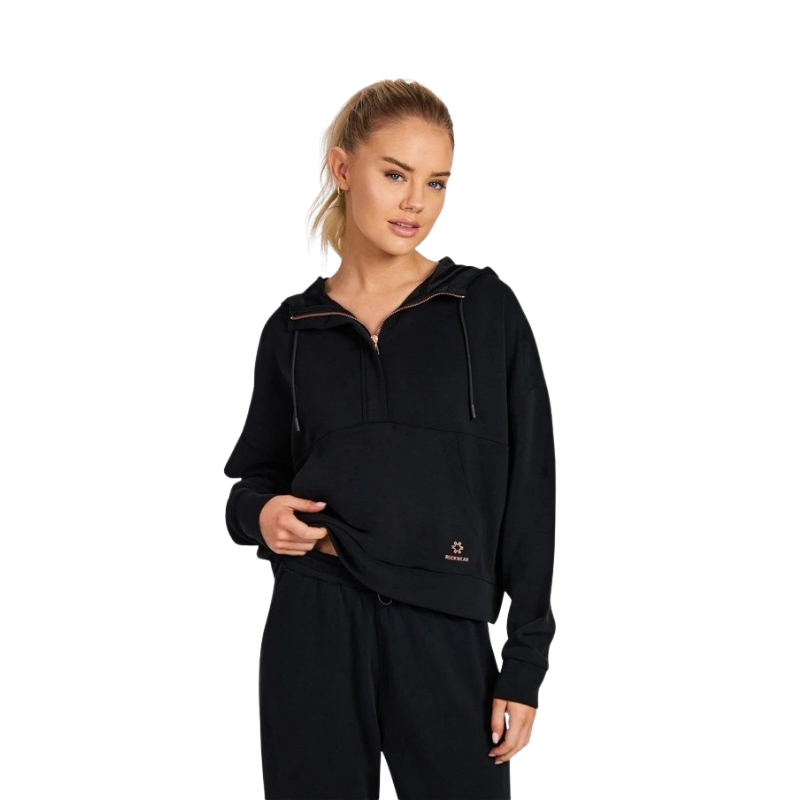 Travel Half Zip Hoodie in Black – Lightweight Travel Hoodie