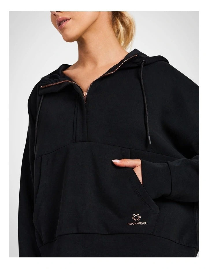 Rockwear Travel Half Zip Hoodie in Black, view 4