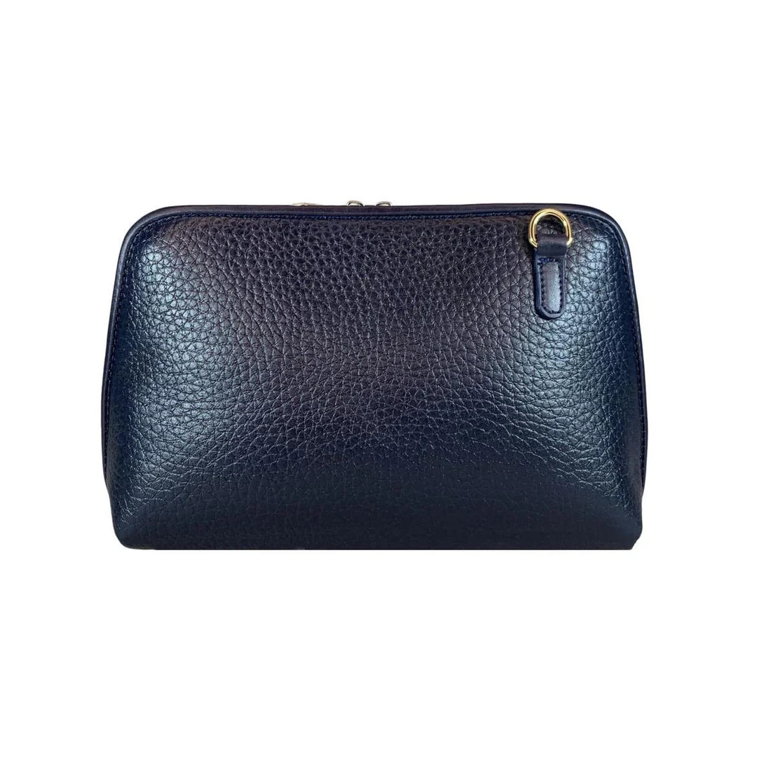 LeatherLuxe dark blue genuine leather clutch and shoulder crossbody bag with sleek design and gold-tone hardware