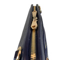 LeatherLuxe dark blue genuine leather clutch and shoulder crossbody bag with sleek design and gold-tone hardware