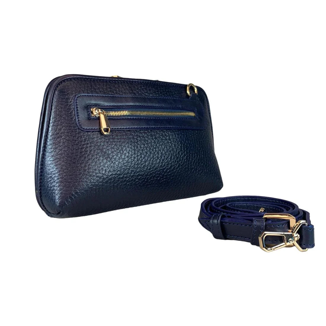 Dark Blue Leather Clutch Bag Shoulder Bag