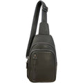 LeatherLuxe grey leather unisex sling bag – premium crossbody shoulder bag with adjustable strap, modern minimalist design, ideal for everyday use.
