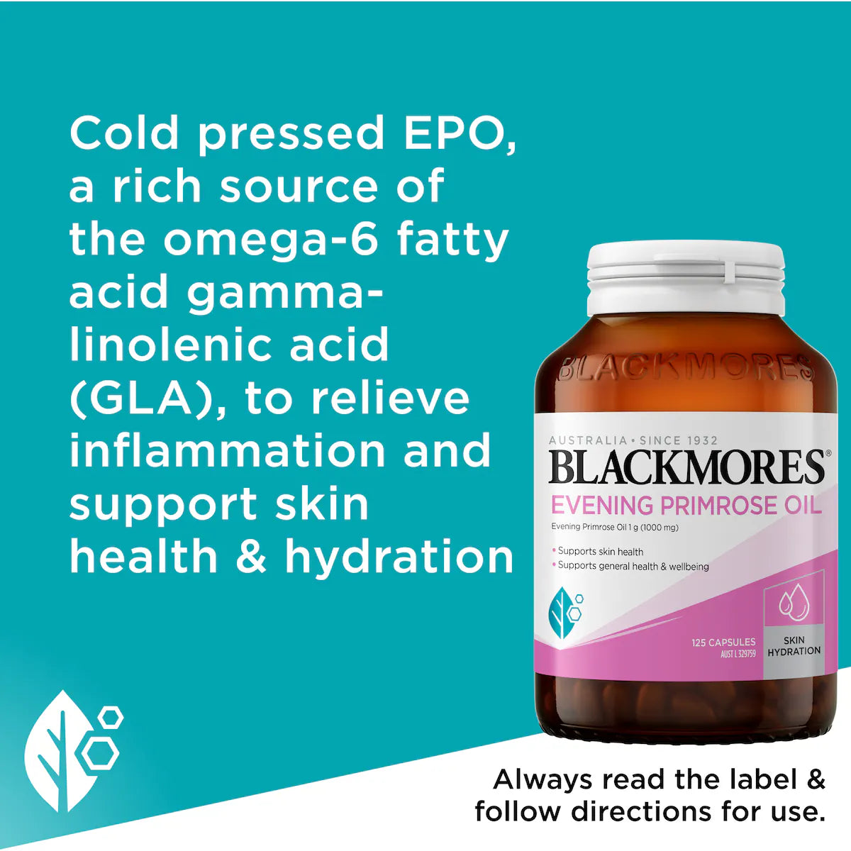 Blackmores Evening Primrose Oil Skin Health Vitamin Capsules 125 pack, view 4
