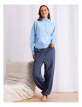 Chloe & Lola crew neck loungewear top in modal-polyester blend fabric.