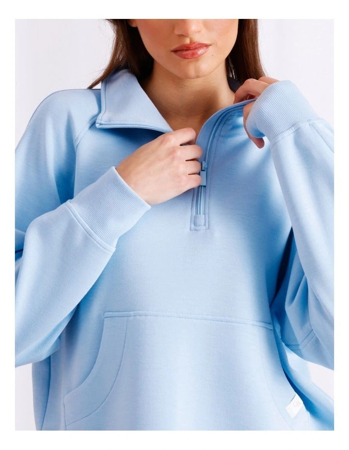 Chloe & Lola crew neck loungewear top in modal-polyester blend fabric.