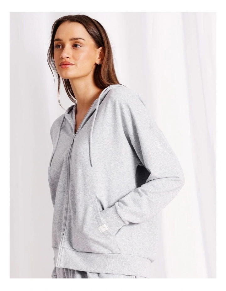 Chloe & Lola Loungewear Double Zip Hoodie in Grey Marle