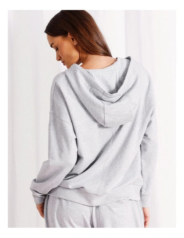 Chloe & Lola Loungewear Double Zip Hoodie in Grey Marle, view 5