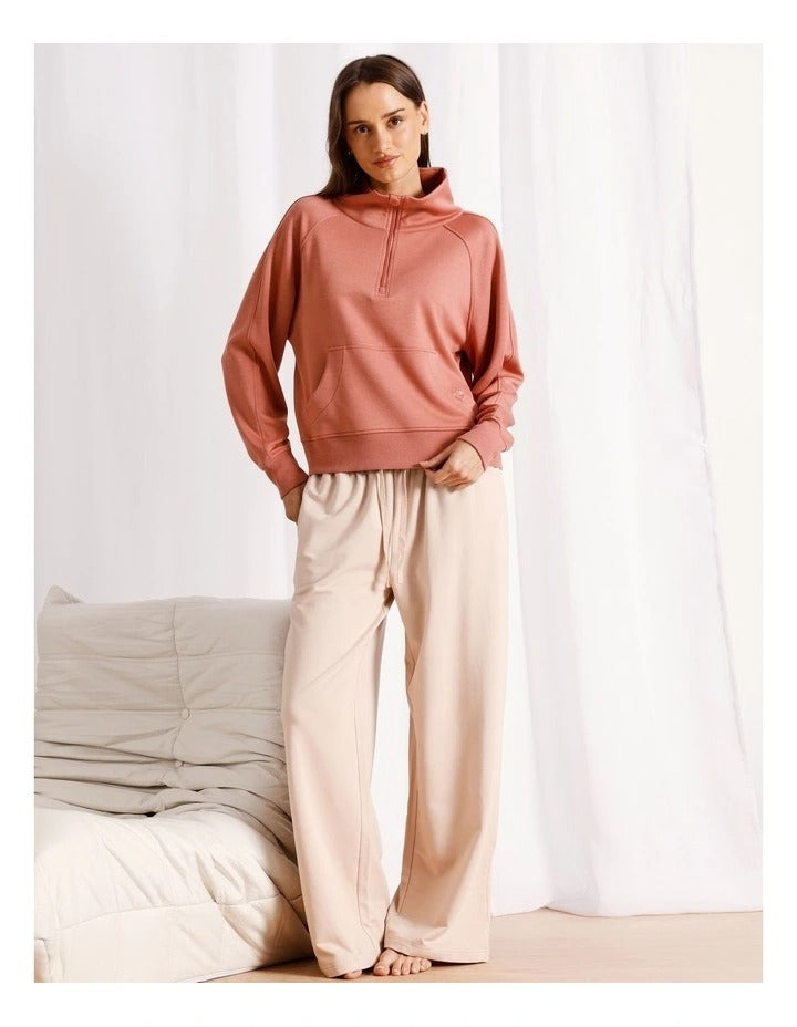 Chloe & Lola Loungewear Scuba 1/4 Zip Sweat in Terracotta, view 4