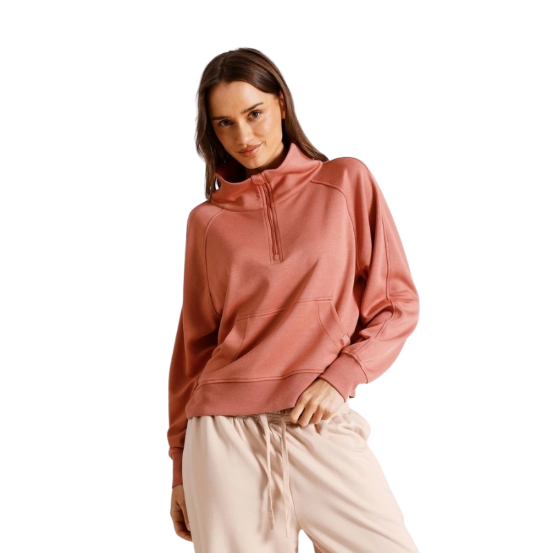 Scuba 1/4 Zip Sweat in Terracotta front view