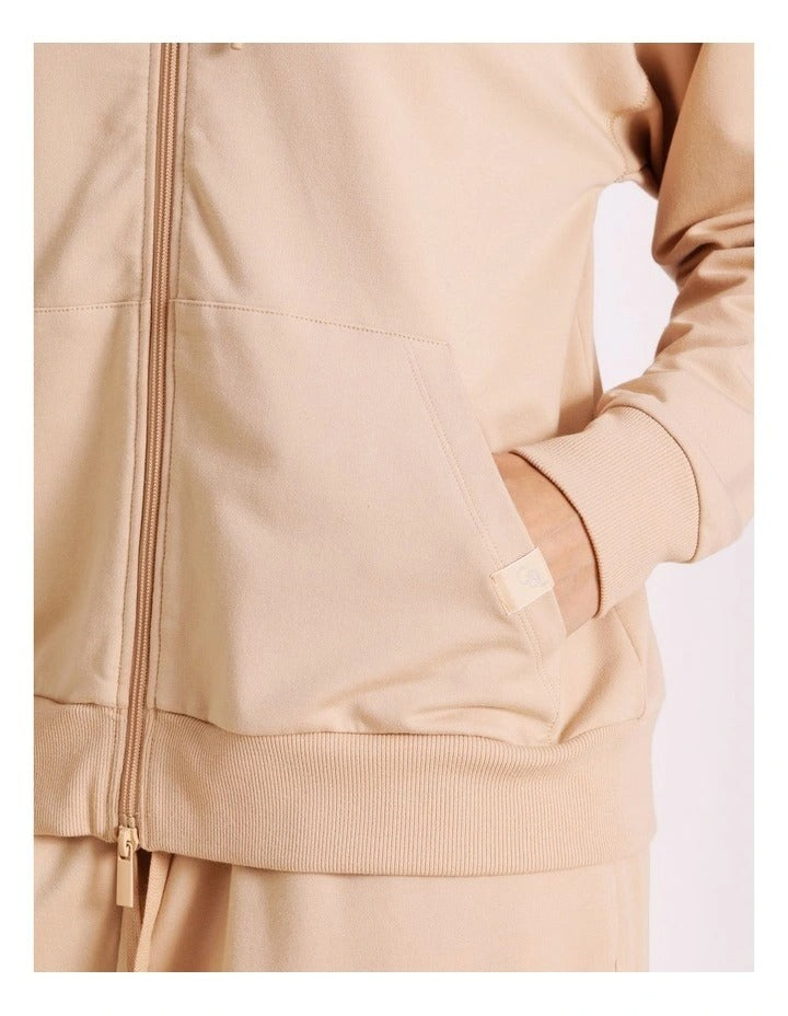 Chloe & Lola Loungewear Double Zip Hoodie in Latte, view 4