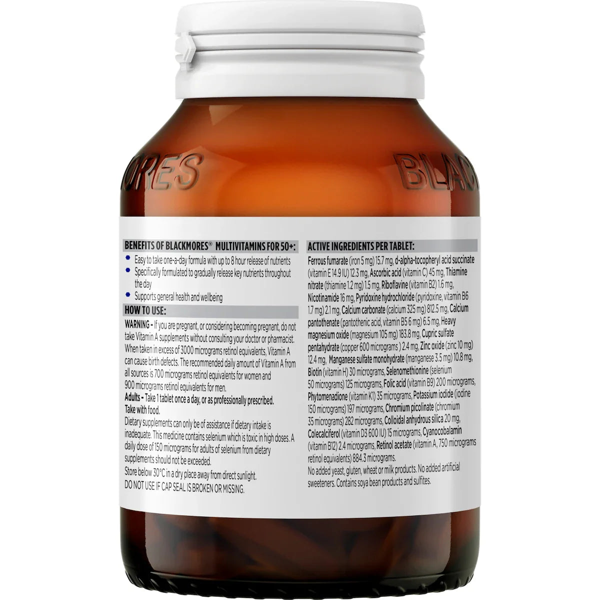 Blackmores Multivitamins For 50+ Release Tablets 60 pack, view 3