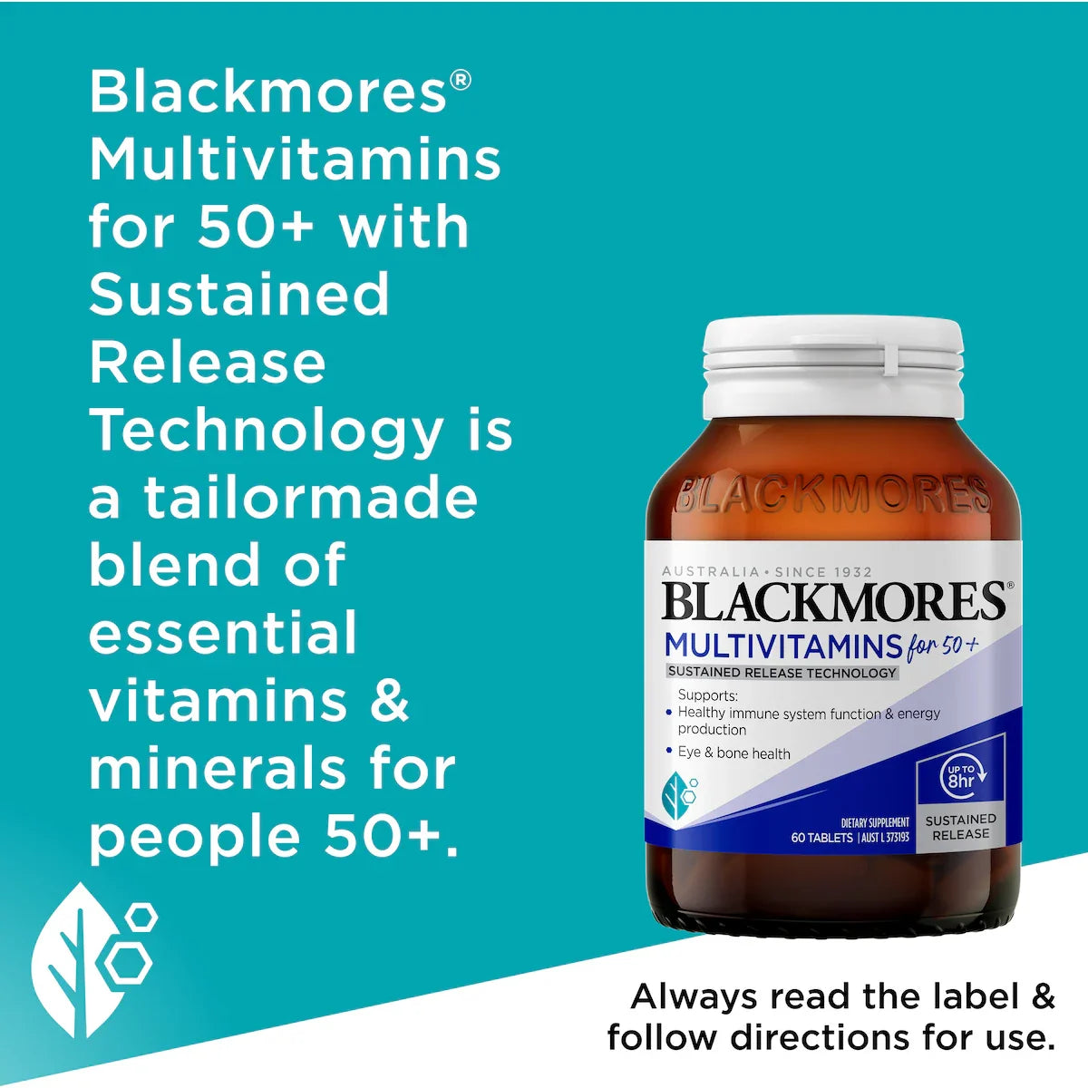 Blackmores Multivitamins For 50+ Release Tablets 60 pack, view 4