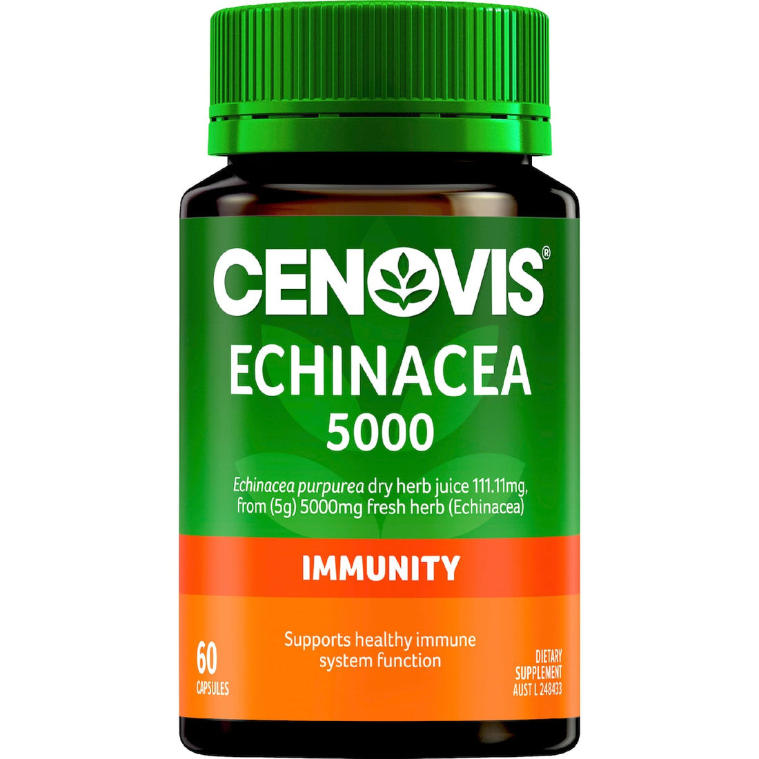 Cenovis Echinacea 5000 Capsules 60 pack for immune system support – natural herbal supplement for cold and flu relief.