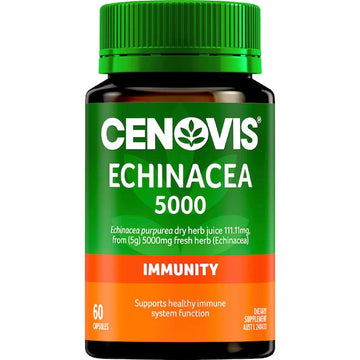 Cenovis Echinacea 5000 Capsules bottle – 60 pack, natural herbal supplement for immune system support and wellness.