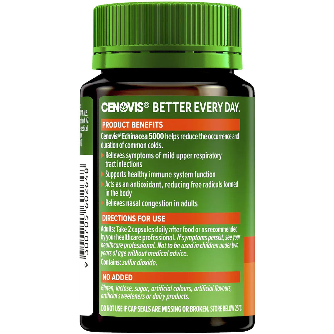Cenovis Echinacea 5000 Capsules bottle – 60 pack, natural herbal supplement for immune system support and wellness.