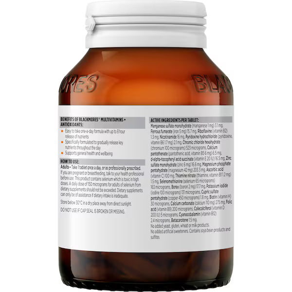 Blackmores Multivitamin + Antioxidants Sustained Release Tablets 125 pack, view 4