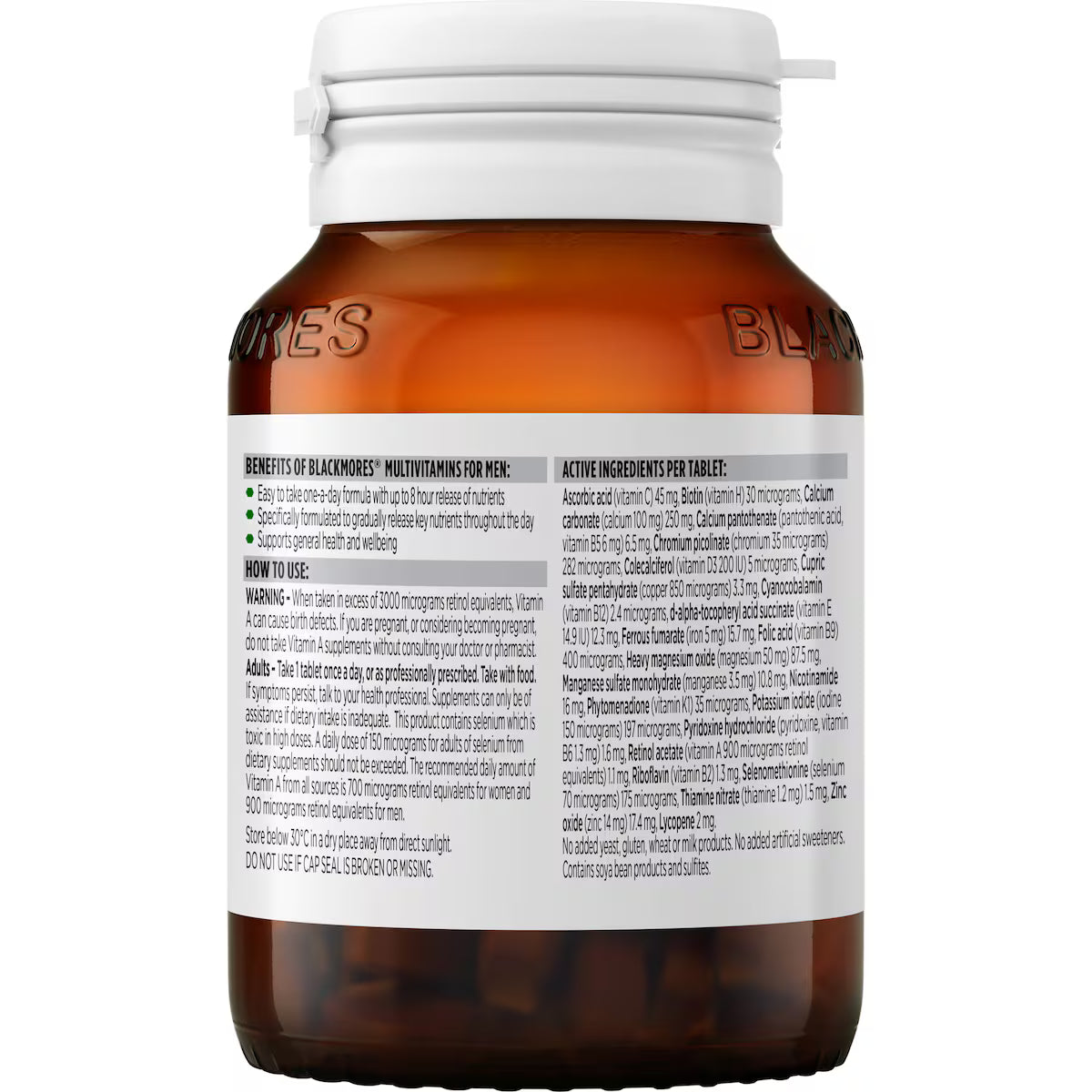 Blackmores Multivitamins For Men Release Tablets 60 pack, view 4