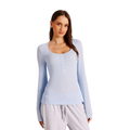 long sleeve henley top baby blue