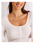 Chloe & Lola Loungewear Long Sleeve Henley Top in soft, breathable fabric.