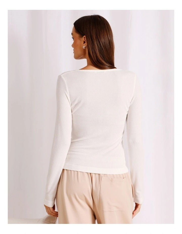 Chloe & Lola Loungewear Long Sleeve Henley Top in soft, breathable fabric.