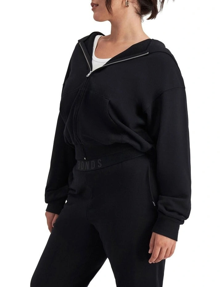 Bonds Sweats Cotton Zip Hoodie in Black, view 3