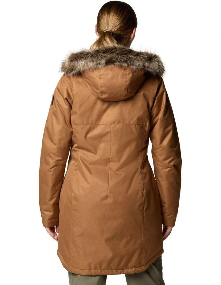 Columbia Suttle Mountain Long Insulated Jacket in Camel Brown, view 2