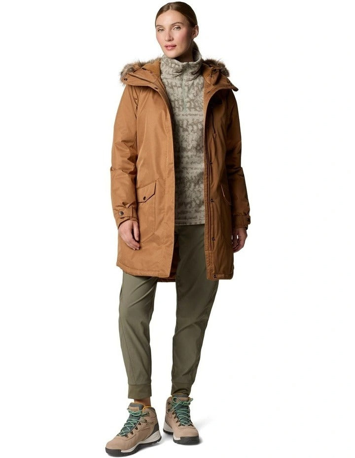 Columbia Suttle Mountain Long Insulated Jacket in Camel Brown, view 3