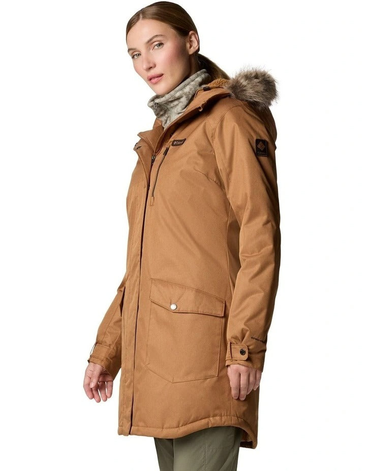 Columbia Suttle Mountain Long Insulated Jacket in Camel Brown, view 4