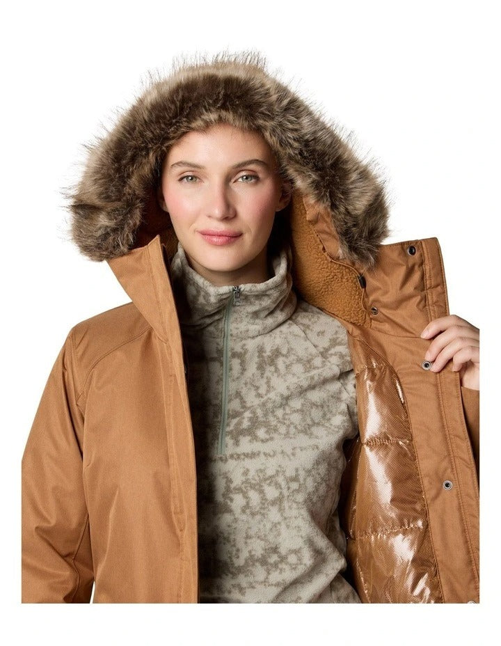 Columbia Suttle Mountain Long Insulated Jacket in Camel Brown, view 6
