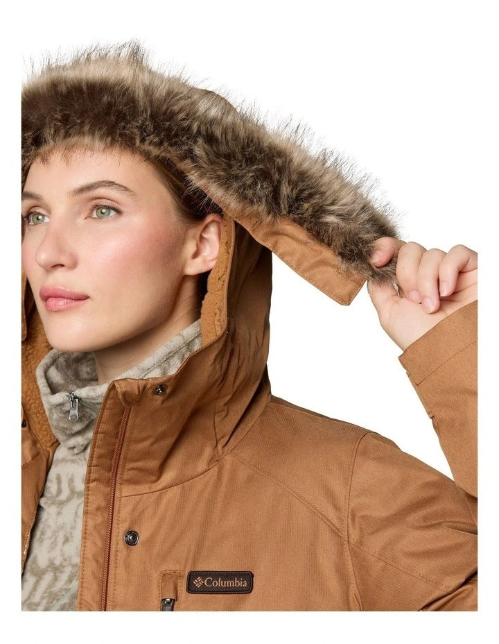 Columbia Suttle Mountain Long Insulated Jacket in Camel Brown, view 7