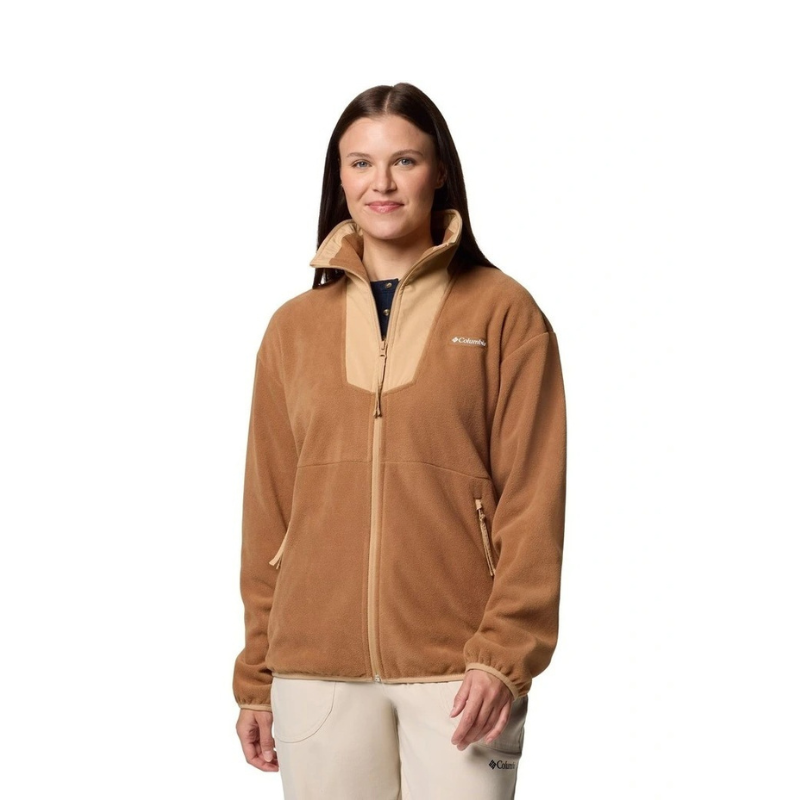 Columbia Sequoia Grove Full Zip Fleece in Brown made with recycled polyester and zippered hand pockets
