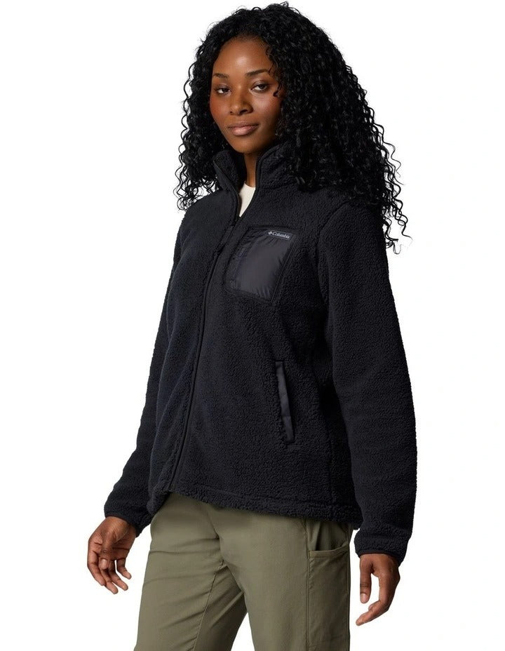 Columbia West Bend Full Zip II Fleece Jacket in Black with zippered hand pockets and adjustable hem