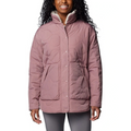 Columbia Birchwood II Quilted Jacket in Fig with Sherpa lining, water-resistant shell, and zippered pockets